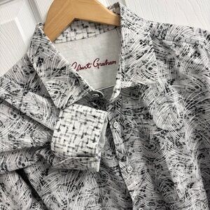 Robert Graham Long Sleeve Button Up Linen Shirt 2XL Flip Cuff Print Patterned